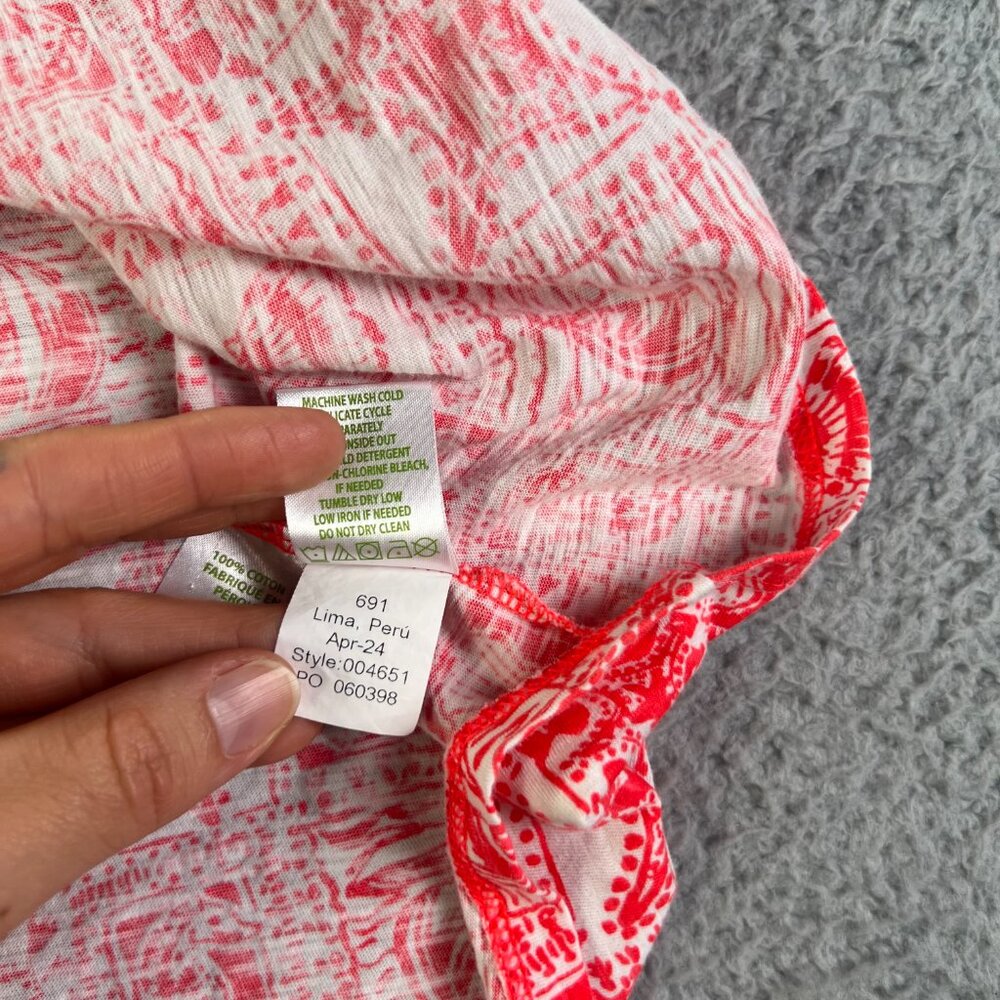 Lilly Pulitzer Etta Top Womens Large Multicolor Scoop Neck Boat Seashells Preppy - Picture 6 of 6